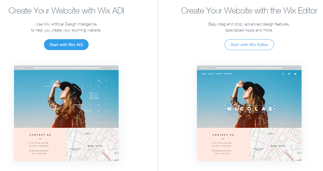 Wix ADI and Wix Editor