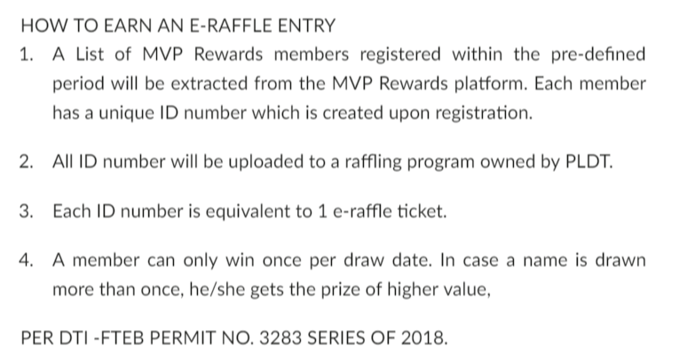 Raffle entry of MVP
