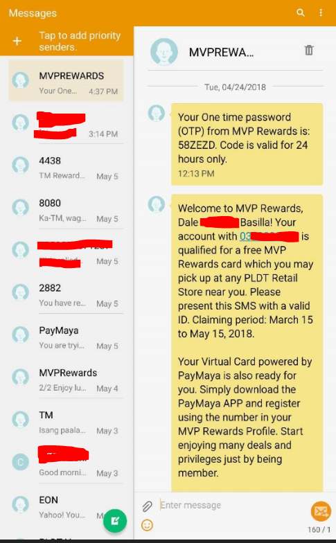 Text Message from MVP