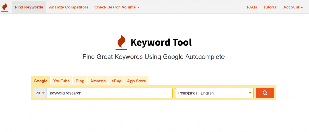 Keyword tool for keyword Research