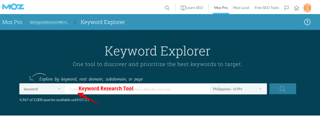 Moz Keyword Research